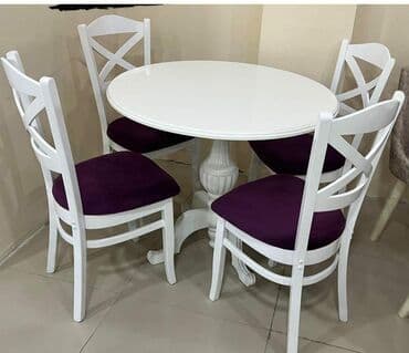 Masa və oturacaq dəstləri: Qonaq otağı üçün, Yeni, Açılmayan, Yumru masa, 4 stul — 1