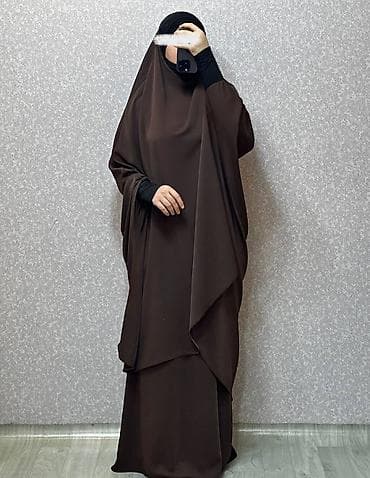 hicab geyimi: İki hissəli qadın hicab dəsti – tünd qəhvəyi rəng - Üst hissə: geniş — 1