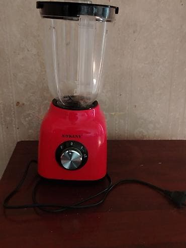 SOKANY blender - Rəng: qırmızı gövdə, şəffaf qaba və qara qapaq -