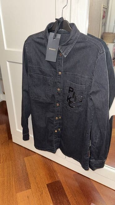 qadın koynekleri: Xetai metro Pinko markalı qara denim köynək. - Ölçü: S-M - Model — 3