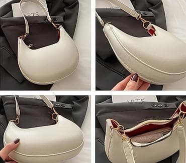 Qadın çantası – yarımay formalı, tünd qəhvəyi rəng - Material — 3