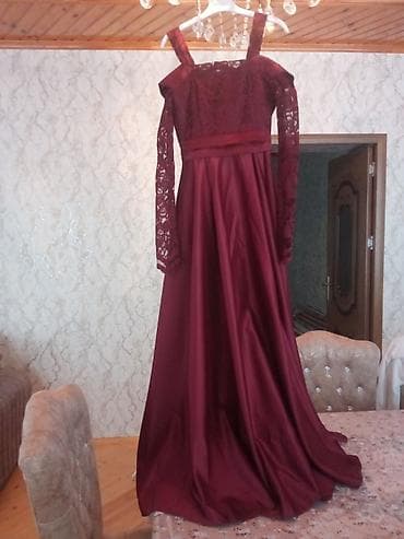 Личные вещи: Bordo rəngdə uzun ziyafət/nişan paltarı. hec geynilmiyib ciriği sokuyu — 2