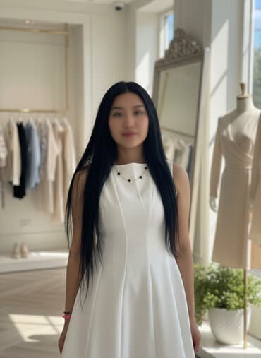 qabarıq ətəkli donlar: Ağ rəngli qadın paltarı - Rəng: qar kimi ağ - Model: bel hissədən — 1