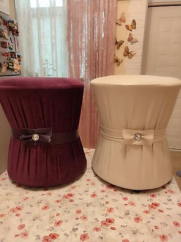 Masalar və oturacaqlar: Dekorativ oturacaq taburet dəsti (2 ədəd) YENİDİR HEC VAXT — 1