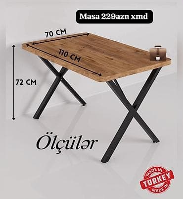 Masa – Türkiyədə istehsal Ölçülər: - Uzunluq: 110 sm - Eni: 70 sm -