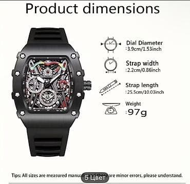 g8 max saat: Məhsul: Skelet üslublu idman saatı – qara korpus, qara qayış Hədiyyə — 2