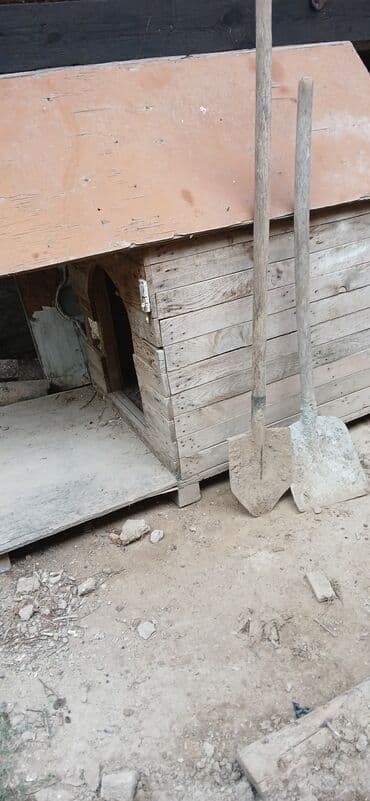 Taxta it evi - Material: qalın taxta lövhələr, üstü faner/kontrplak