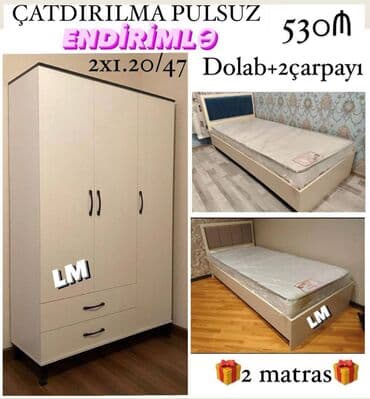ev üçün hədiyyələr: DOLAB+2 ÇARPAYI_ 💥 Yeni və sifarişlə Qiymət : 530₼ Dolab  — 1