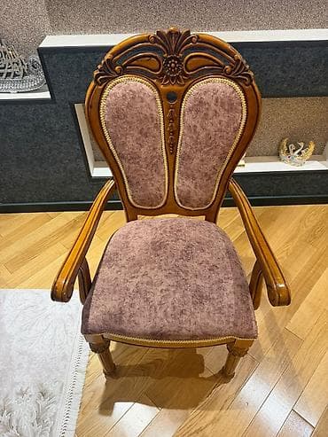 ustol: Klassik üslubda yemək otağı dəsti - Dəst: düzbucaqlı yemək masası + 8 — 2