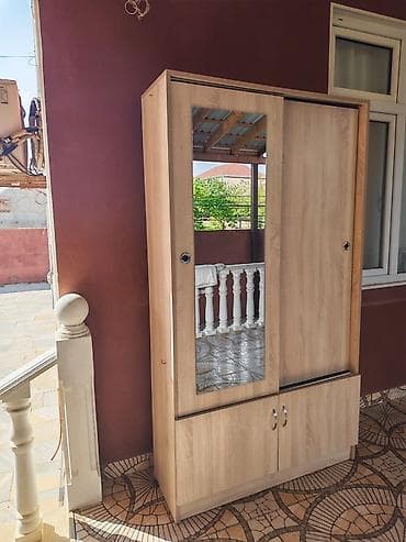 kunc divan deri: Sürgülü qapılı paltar dolabı - Material: açıq ağac rəngli — 3