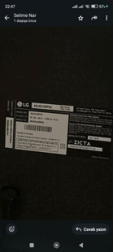 video registor: LG televizor 124 ekran ekranı yanıb 49 diaqonal 90 azn son qiymətdir — 2