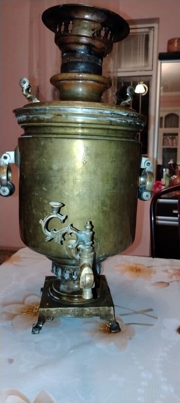 ваза для цветов: Antik mis samovar - Material: tam metal konstruksiya, əsasən mis — 1