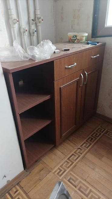 İşlənmiş, 3 qapılı, Siyirməli, Qəhvəyi, Taxta, Açılan, Düz dolab — 7