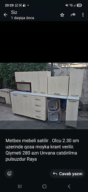 Mətbəx mebeli dəsti - Ölçü: 2.30 m - Komplektasiya: asma şkaflar, alt lalafo.az -da Mətbəx mebeli dəsti - Ölçü: 2.30 m - Komplektasiya: asma şkaflar, alt