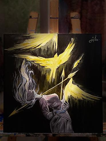 şaxta baba corabı: Akril boya ile ketan uzerinde hediyye resm eseri
Olchu 40x40 — 2