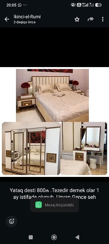 Yataq desti 800₼ .Tezedir demek olar 1 ay istifade olunub .Unvan Gence — 1