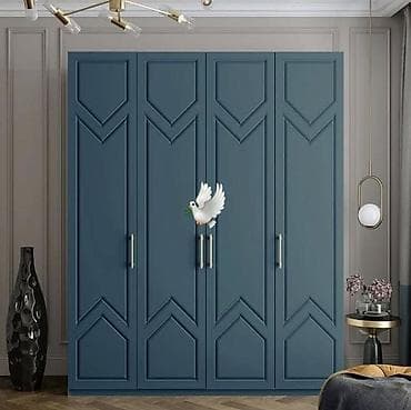 dolab 2ci əl: Yeni, 4 qapılı, Mavi, Digər material, Açılan, Düz dolab — 1