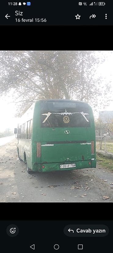 07 satılır: Yaşıl rəngli kiçik şəhər/marşrut avtobusu - Marka/model: Higer (kiçik — 7