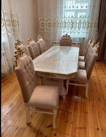 стулья тонет: Для гостиной, Новый, Нераскладной, Прямоугольный стол, 6 стульев — 10