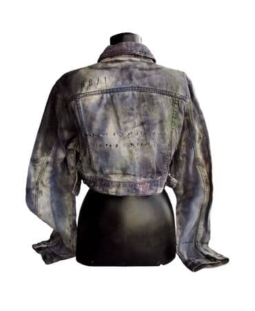 giyimler: Qısa cins gödəkçə Dekorativ köhnəltmə və vintaj işləmə gödəkçəyə — 2