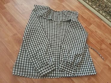 şəkilli qadın maykaları: Qara-ağ dama naxışlı qadın köynəyi. Koynək 1 defe geyinilib razmer xl — 4