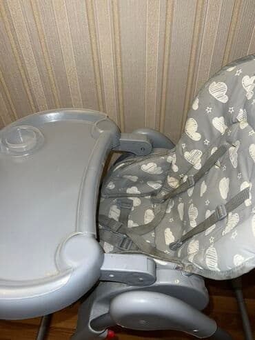 yagis ucun plas: Uşaq yemək stulu – VAVA - Rəng: boz tonlarda, bulud naxışlı yumşaq — 4