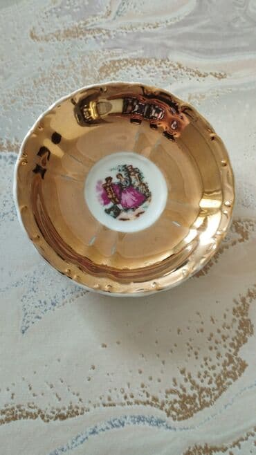 Блюда для тортов и сладостей: Блюдца, Набор из 6 шт., цвет - Золотой, Кобальт, Япония — 1