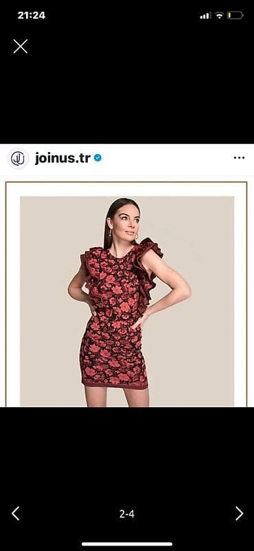 Qadın mini don – çiçək naxışlı, volan detalı - Stil: Bədənə oturan — 1