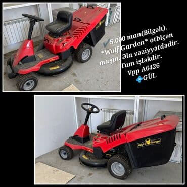 maşın nəqliyyat: ✔️5.000 man(Bilgəh). *Wolf Garden* otbiçən maşın. Əla vəziyyətdədir — 1