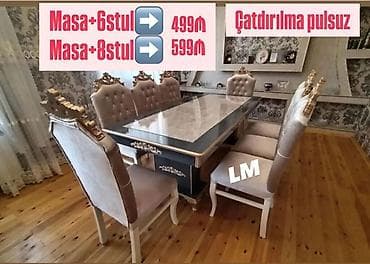 Qonaq otağı üçün, Yeni, Dördbucaq masa, 8 stul