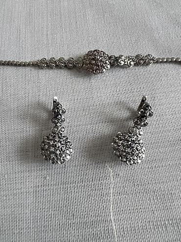 Бижутерия: Gümüşü rəngli bəzək dəsti – qolbaq və sırğalar - Tərkib: metal əsas — 1