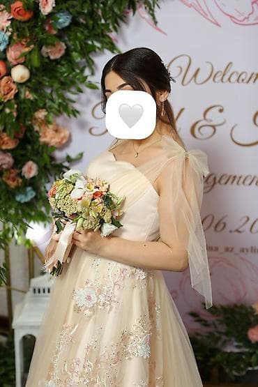 atlas kofta: Zərif ziyafət/nişan/geyimlik paltar - Rəng: şampan (açıq bej) — 2