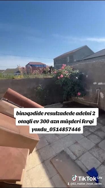 kirayye ev: 60 kv. m, 2 otaqlı, Qaz, İşıq, Su — 1
