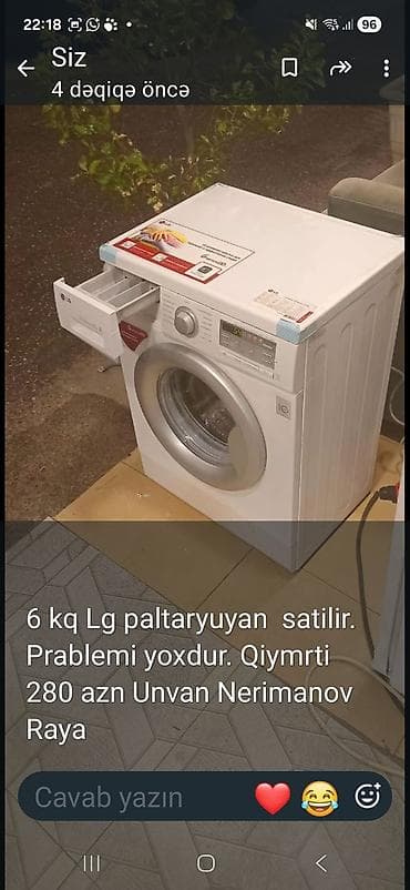 15 pro max dubay: LG paltaryuyan maşın – 6 kq yükgötürmə. Ön yükləməli model, elektron — 1