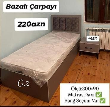 en son sekiller: Yeni, Təknəfərlik çarpayı, Bazalı, Matras ilə, Siyirməsiz — 1