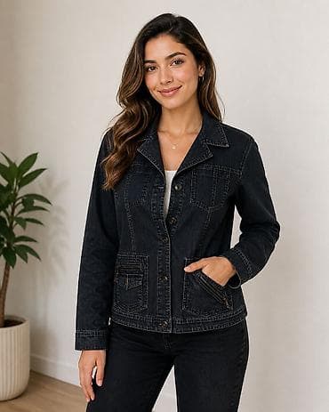 M&S markalı cins gödəkçə - Material: sıx denim (tünd boz/qara