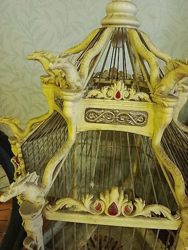 Heyvanlar üçün mallar: Dekorativ “fantaziya” üslubunda işlənmiş quş qəfəsi - Material: metal — 3