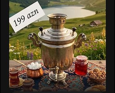 💫 RR Qədimi od samovarı – 5 litr • Yanacaq növü: od/kömür ilə işləyir