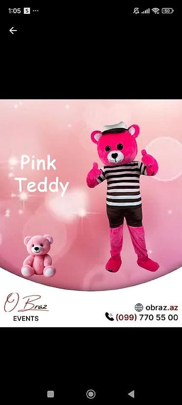Animator / maskotlar şou üçün kostyum satışı • Pink Teddy – parlaq lalafo.az -da Animator / maskotlar şou üçün kostyum satışı • Pink Teddy – parlaq