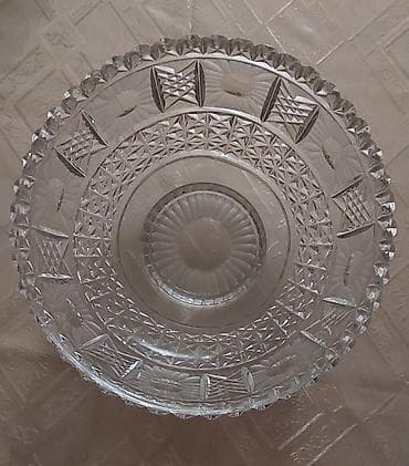 dibcek qabi: Kəsmə naxışlı şüşə/qədih qab - Material: qalın, şəffaf şüşə (kristal — 1