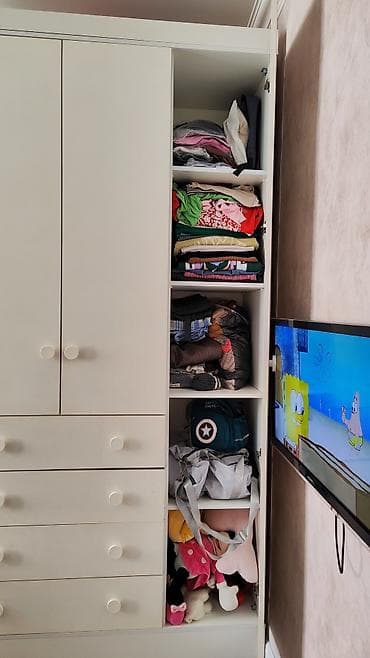 Uşaq dolabları: Uşaq/yeniyetmə otağı üçün funksional paltar şkafı - Rəng: açıq krem - — 3