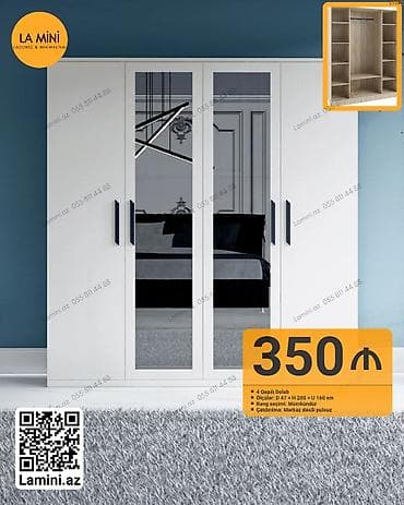 metbext skaflari: 4 qapılı dolab – La Mini - Ölçülər: Dərinlik 47 sm, Hündürlük 200 sm — 1