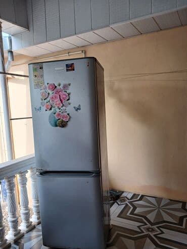 холодильник для автомобиля: İki qapılı məişət soyuducusu - Rəng: gümüşü (ön qapıda çiçəkli dekor — 1