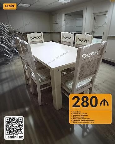 Нераскладной, Прямоугольный стол, 6 стульев at lalafo.az Нераскладной, Прямоугольный стол, 6 стульев