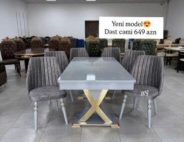 stul sekilleri: Qonaq otağı üçün, Dördbucaq masa, 6 stul — 1