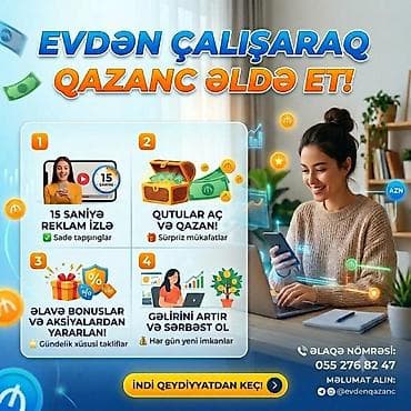 Online iş. Yalnız xanımlar. Vatsap 0552768247 lalafo.az -da Online iş. Yalnız xanımlar. Vatsap 0552768247