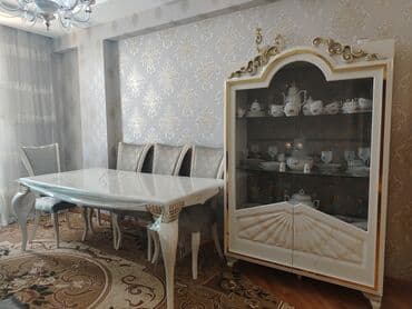 metbex stolu: Qonaq otağı üçün, İşlənmiş, Açılmayan, Dördbucaq masa, 6 stul — 3