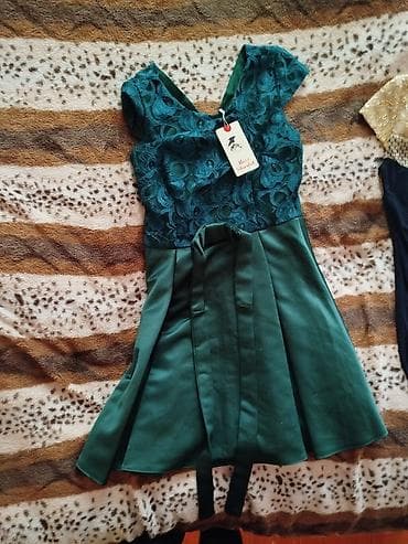 mini donlar: Zərif ziyafət donu - Rəng: tünd lacivərt, qızılı detallar - Model — 2