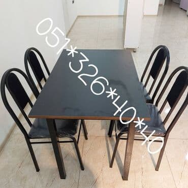 Masa və oturacaq dəstləri: Qonaq otağı üçün, Yeni, Açılmayan, Dördbucaq masa, 4 stul — 24