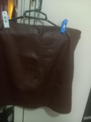 mini paltar: Qadın dəri ətək - Rəng: tünd qəhvəyi (şokolad ton) - Material: süni — 1